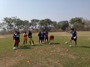 Football Training Camp Malawi - Tamino Brendel instructing the participants